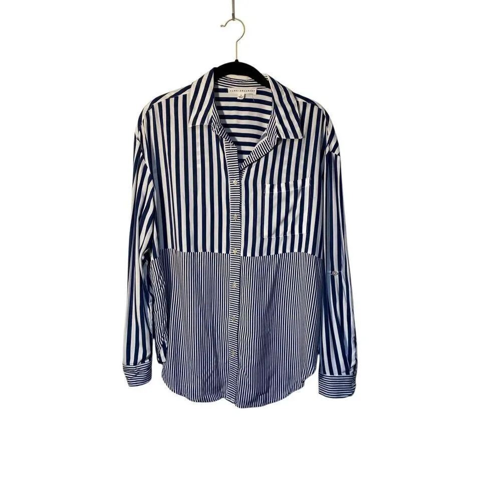 Jane & Delancey women’s button down long sleeve Striped Blouse S/S